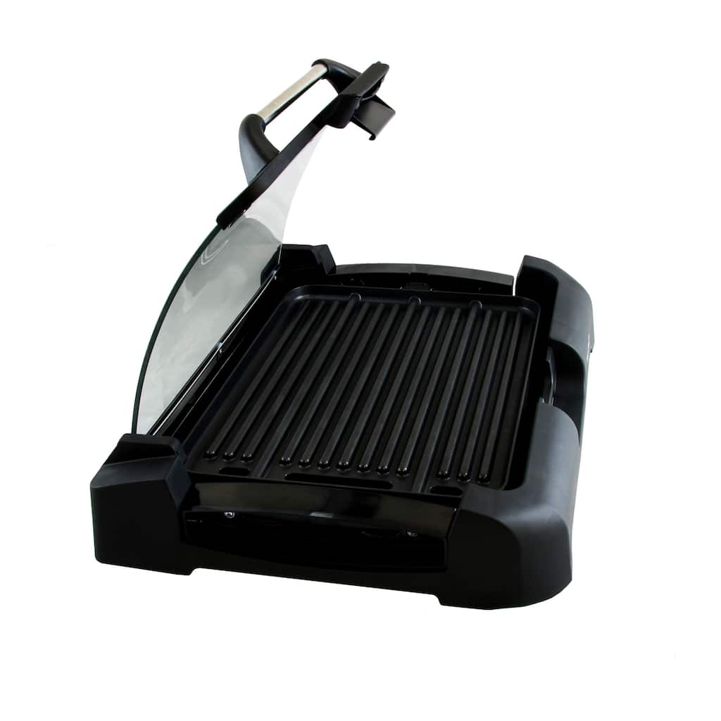 1800 Watt Electric Dual Side Cooking Surface Countertop Griddle with Glass Lid