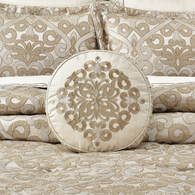 J. Queen New York Amaretto Round Decorative Throw Pillow - Accent - Polyester - Gold