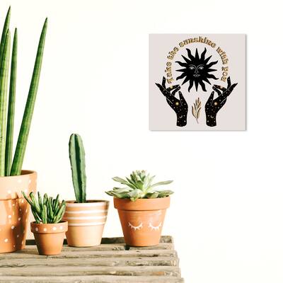 Wynwood Studio Canvas Symbols and Objects Take the sunshine with you Gold and Bohemian & Eclectic Wall Art Canvas Print
