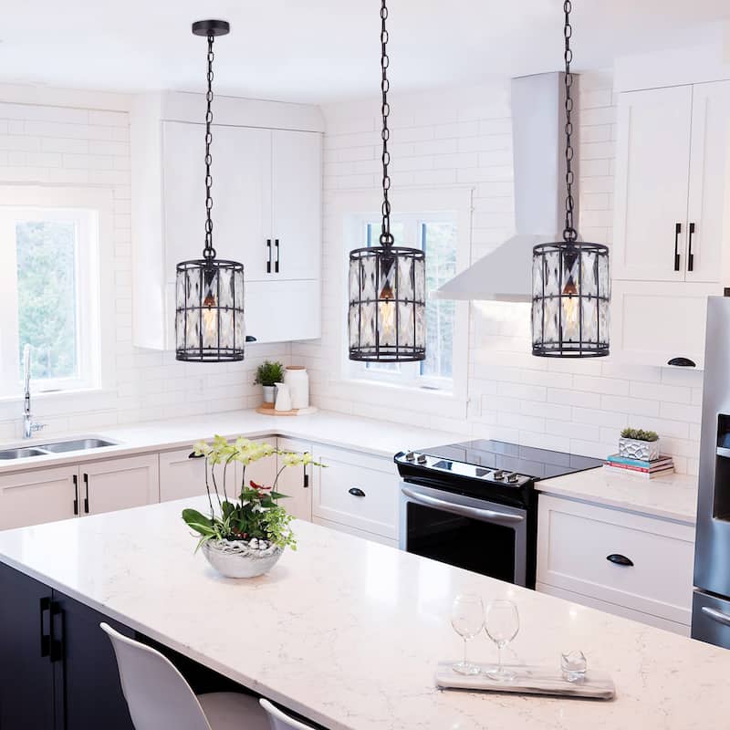 Cirstal Modern Crystal 1-Light Pendant Kitchen Island Light for Dining Room - D5.5"xH10"