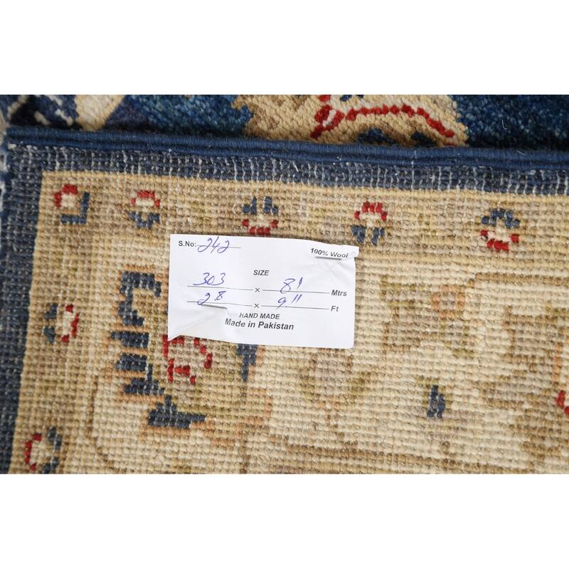 Vegetable Dye Peshawar Chobi Oriental Runner Rug Hand-knotted Carpet - 2'8" x 9'11"
