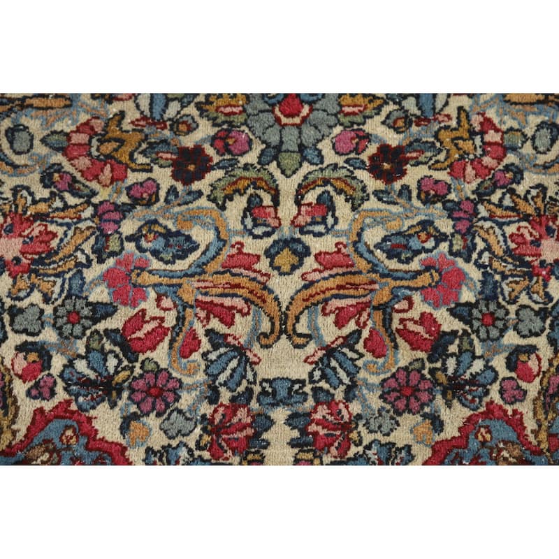 Vegetable Dye Kerman Persian Antique Area Rug Handmade Wool Carpet - 8'10" x 11'9"