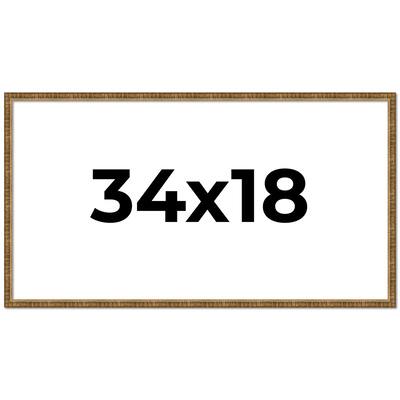 34x18 Frame Gold Kingsley Distressed Solid Wood Picture Frame Width