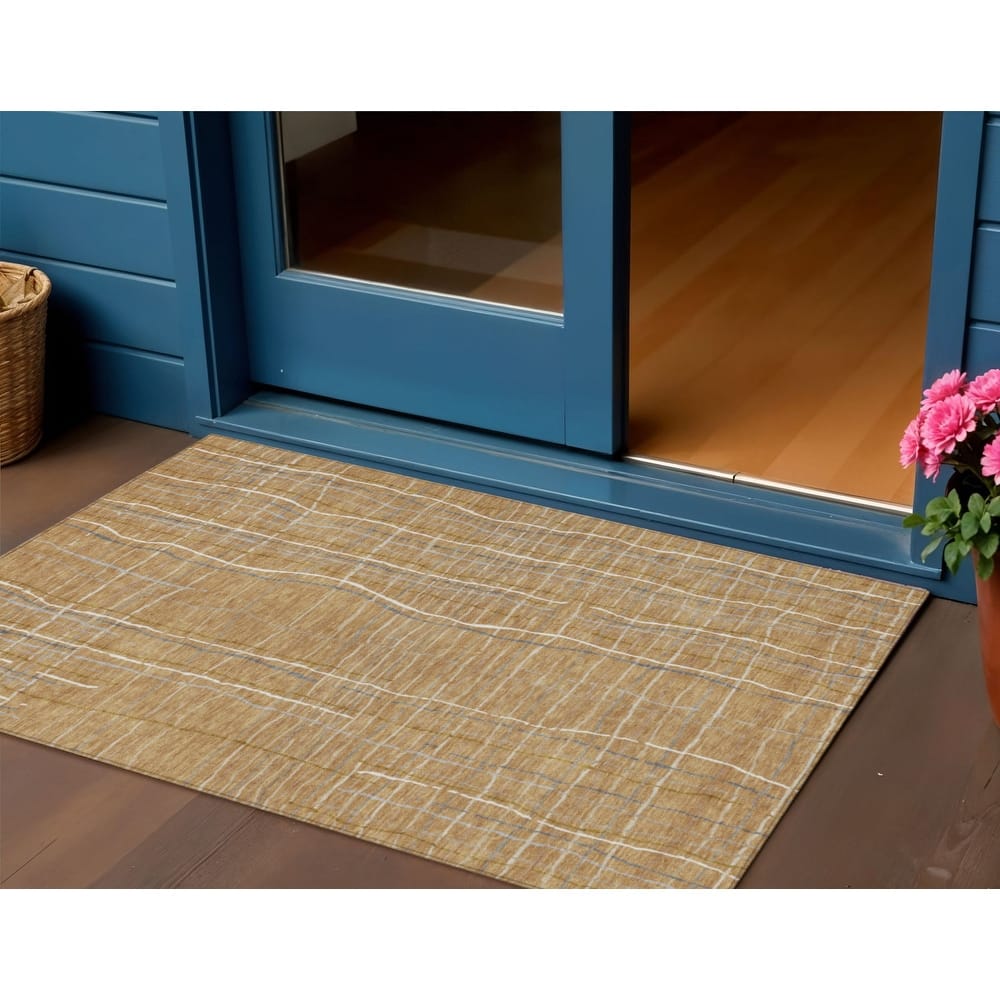 HomeRoots Striped Transitional Rectangle Outdoor Rug