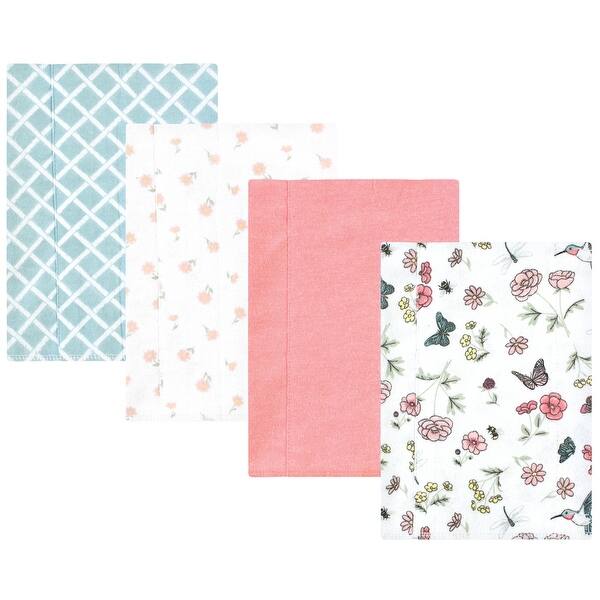 slide 1 of 1, Hudson Baby Infant Girl Cotton Flannel Burp Cloths, Hummingbird Garden 4 Pack, One Size - Hummingbird Garden 4 Pack - One Size One Size - Hummingbird Garden 4 Pack