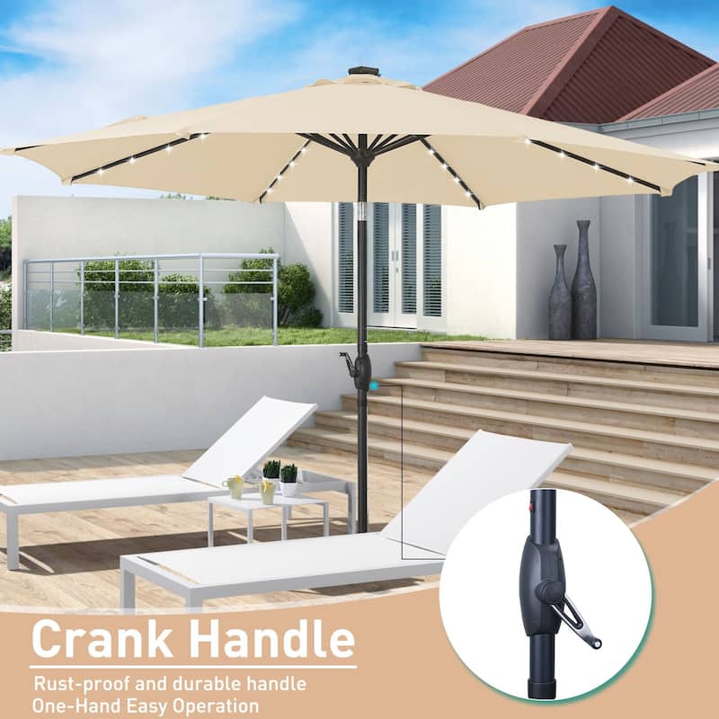 Autlaycil 10FT Solar Power LED Lights Patio Umbrella