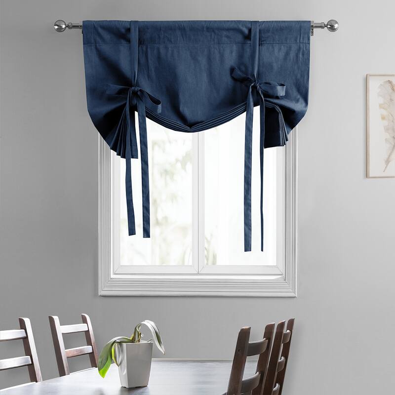 Exclusive Fabrics Solid Blackout Cotton Tie-Up Window Shade (1 Panel)