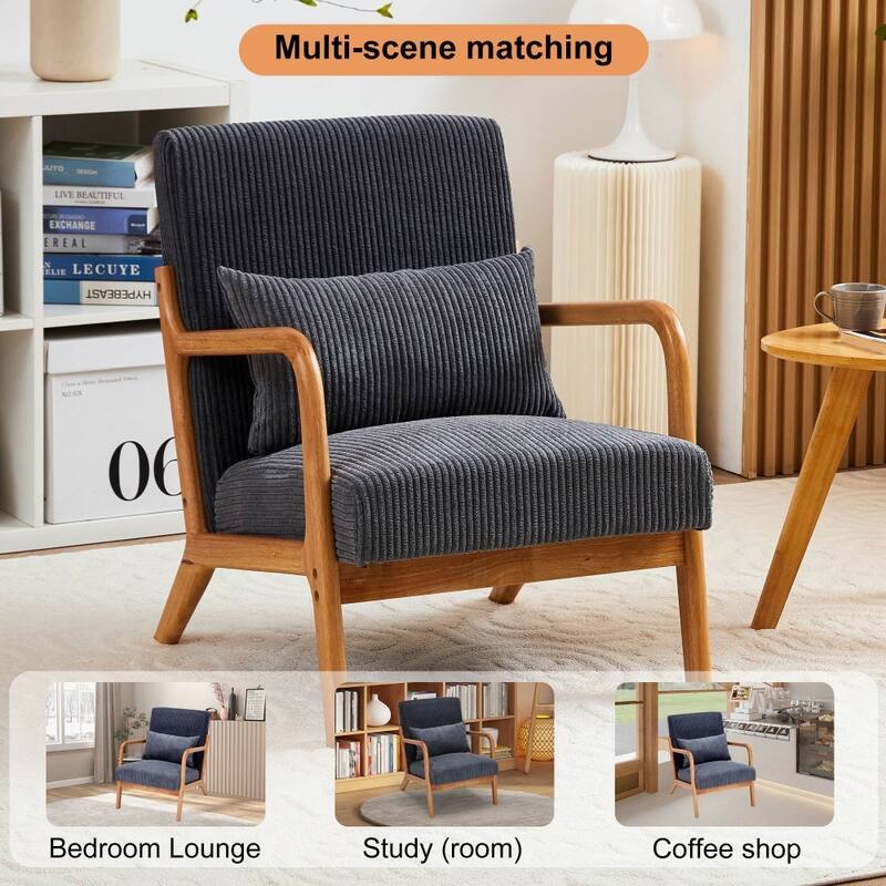 Mid-century Modern Accent Chair with Upholstered Pillow