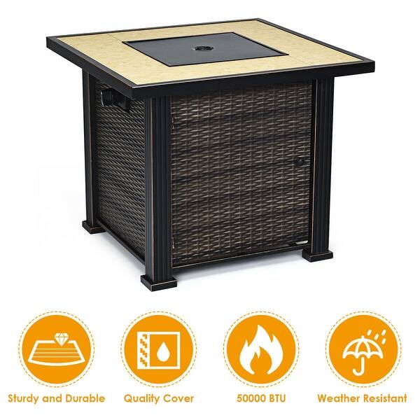 Costway 30 Square Propane Gas Fire Pit 50000 Btus Heater Outdoor Table Fireplace Cover Overstock 23554029