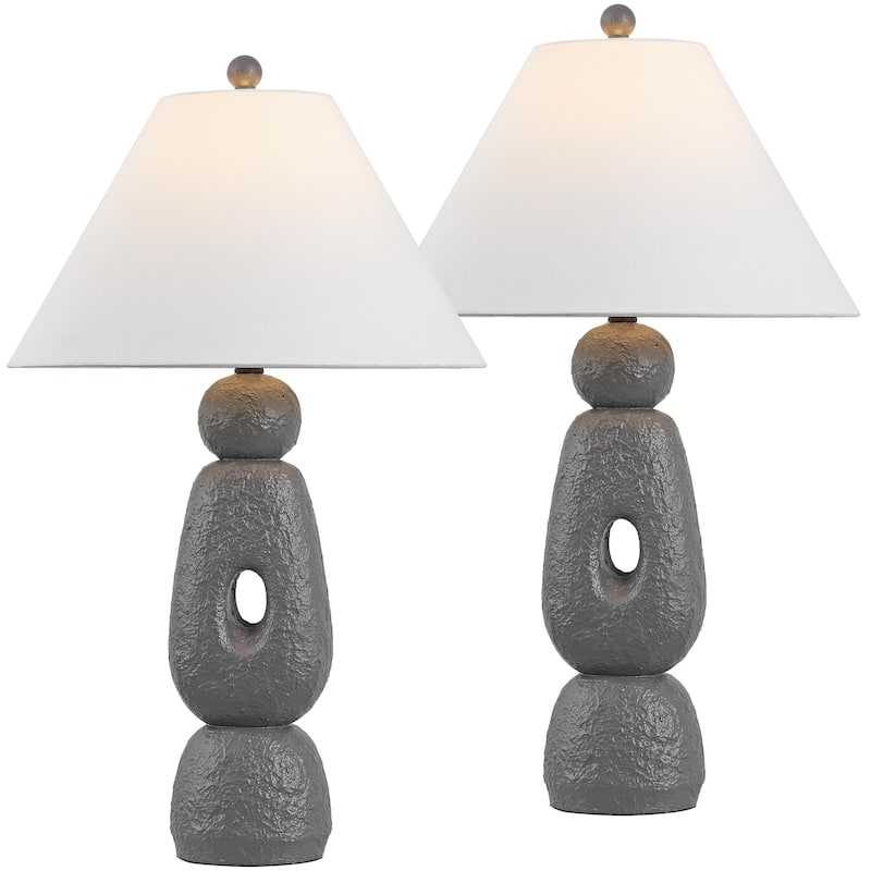 Henge 28" Organic Resin/Metal Stacked LED Table Lamp, (Set of 2) By JONATHAN Y - Gray