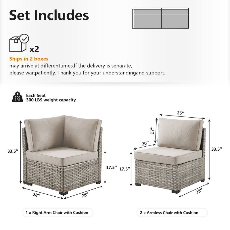 Pocassy Outdoor Sectional Sofa Patio Furniture Sets with Thickened Cushions