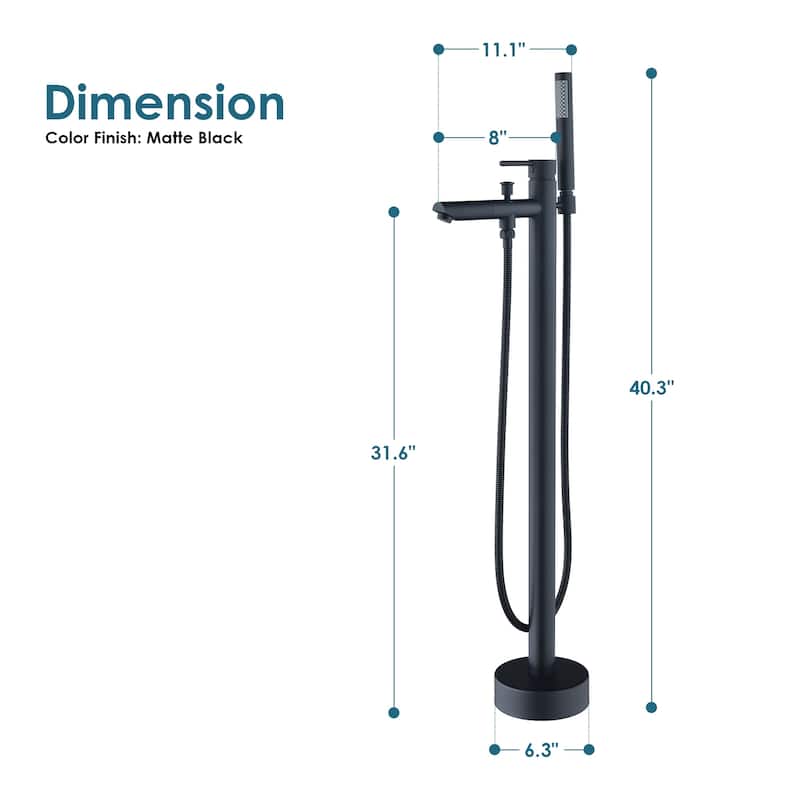 Altair Larod Single Lever Handle Freestanding Floor Mounted Tub Filler with Handshower