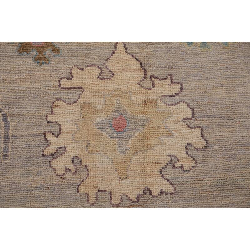 Hand Knotted Oriental 100% Wool Carpet Transitional All-Over Beige & Ivories Oushak Area Rug - 9' 9'' X 8' 1''