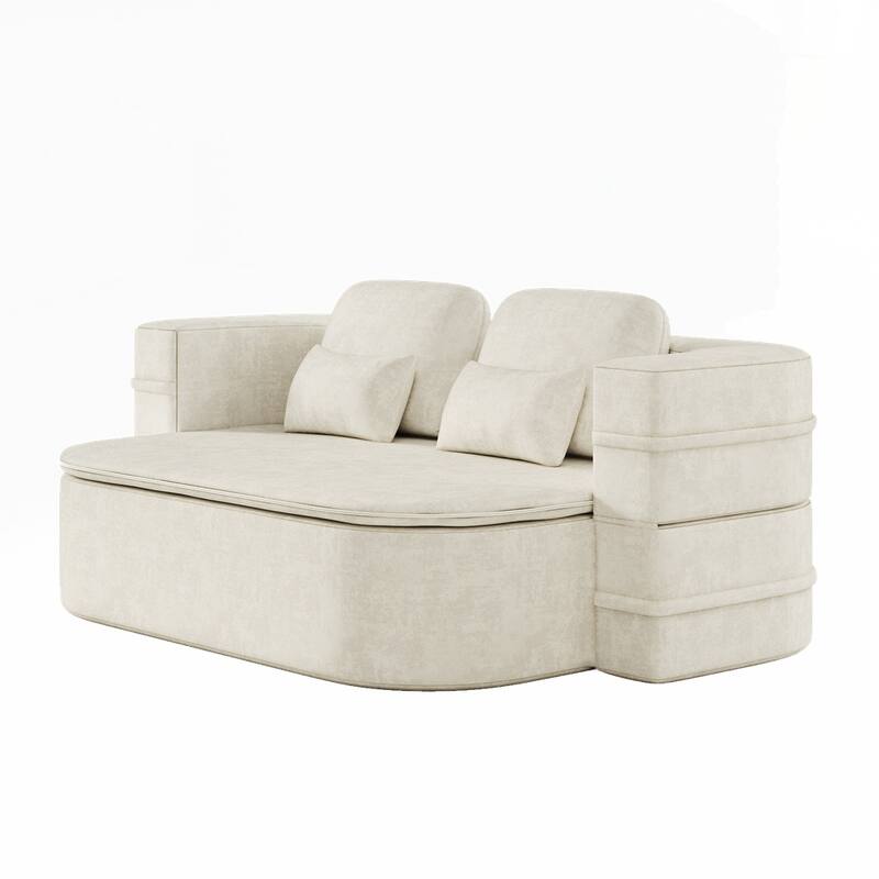 Folding Mattress Sofa with Fixed Shape Frame Convertible Sleeper Foam Sofa Bed with Blanket