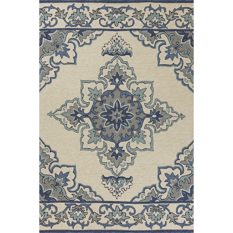 Talo Garden-Inspired Weather Resistant Refined Traditional Hand-Woven Outdoor Rug - 3' x 5'
