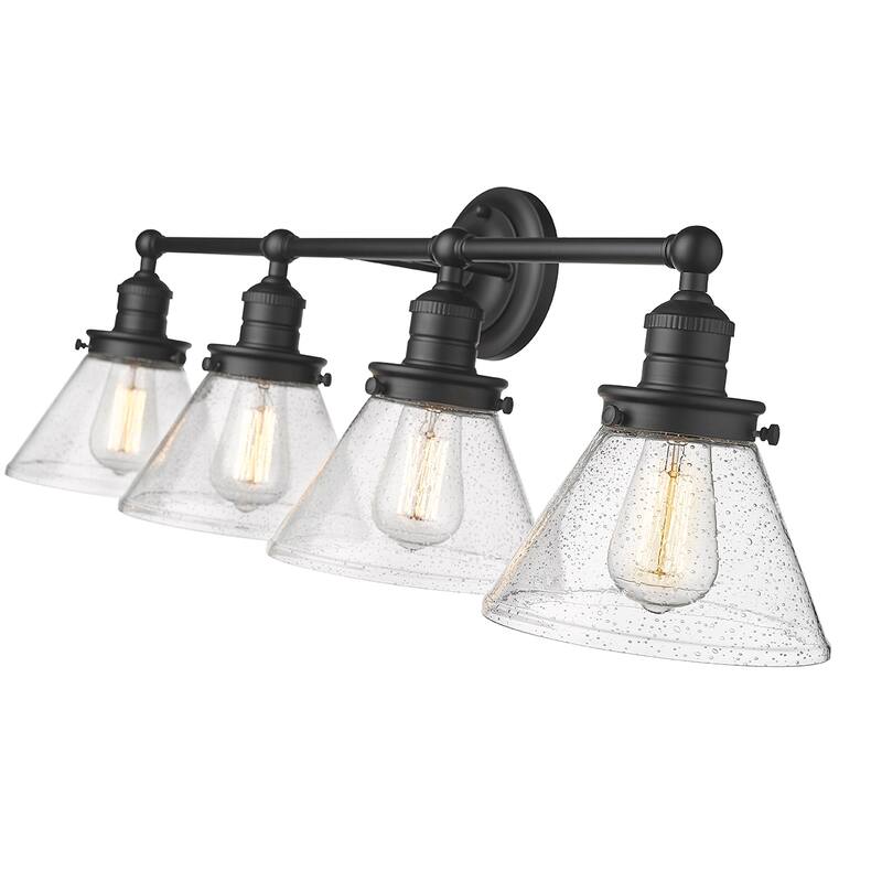 Millennium Lighting Eyden 2 Light Vanity Light with Clear Seedy Glass Shades - 4 Light - Matte Black