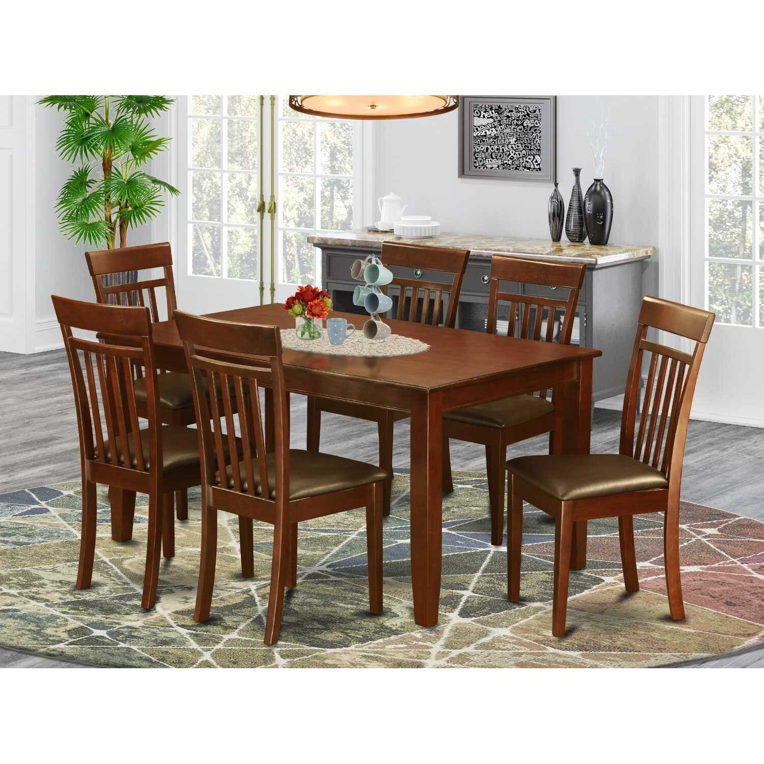 Dining Room Table Set with Chairs, Modern Kitchen Table & Chair Set, 6 Person Table Set, Sleek Finish