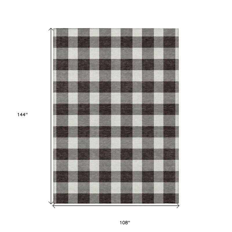 HomeRoots Plaid Transitional Rectangle Outdoor Rug