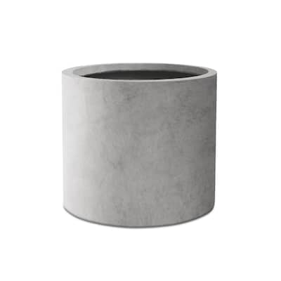 Kante 12.5" W Cylindrical Lightweight Natural Concrete Metal Indoor Outdoor Planter Pot w/ Drainage Hole for Home and Garden