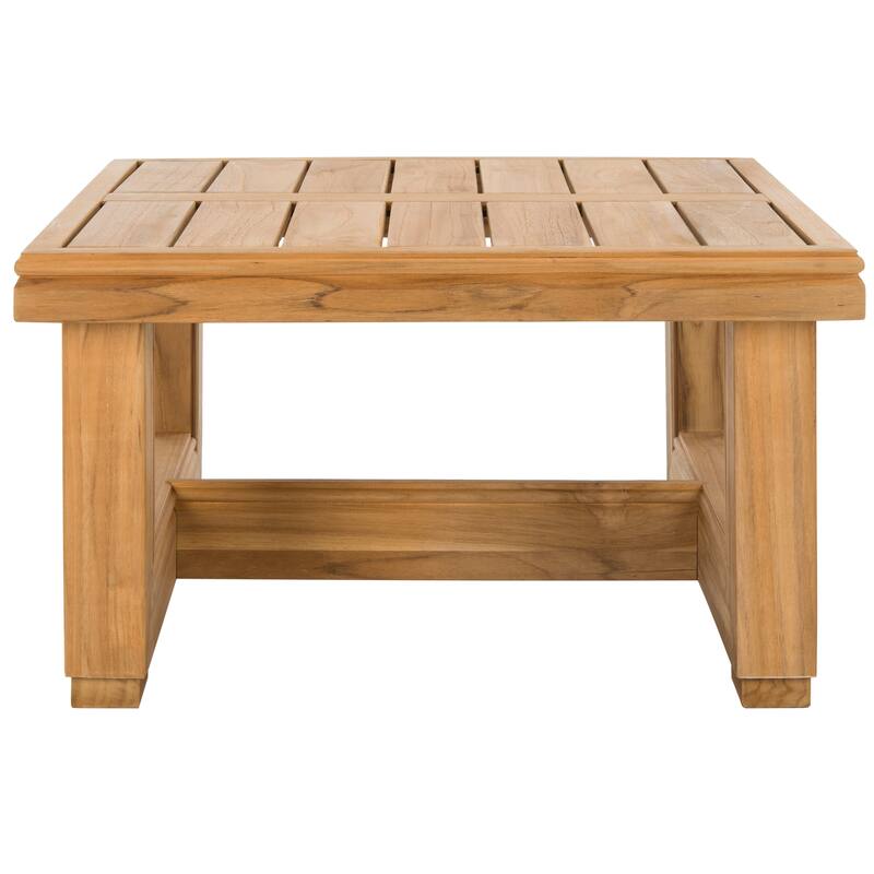 SAFAVIEH Couture Olivine Montford Teak Commercial Grade End Table. - 24 In W x 24 In D x 13 In H - 24Wx24Dx13H - Brown