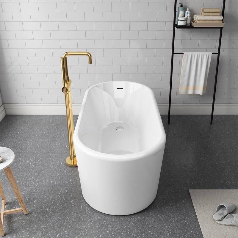 Vinnova Caserta White Acrylic 59 in. Freestanding Soaking Bathtub - 59 inches - 59 inches