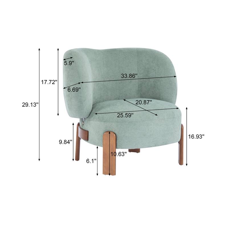 Roomfitters Modern Wingback Armchair with Curved Backrest, Upholstered Accent Seating for Living Room Comfort