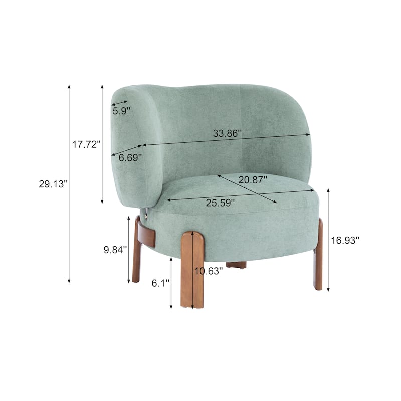 Side Chair Lounge Chair Leisure Chair Green Accent Chair with Wood Legs, Rustic Coffee Chair Corner Chair