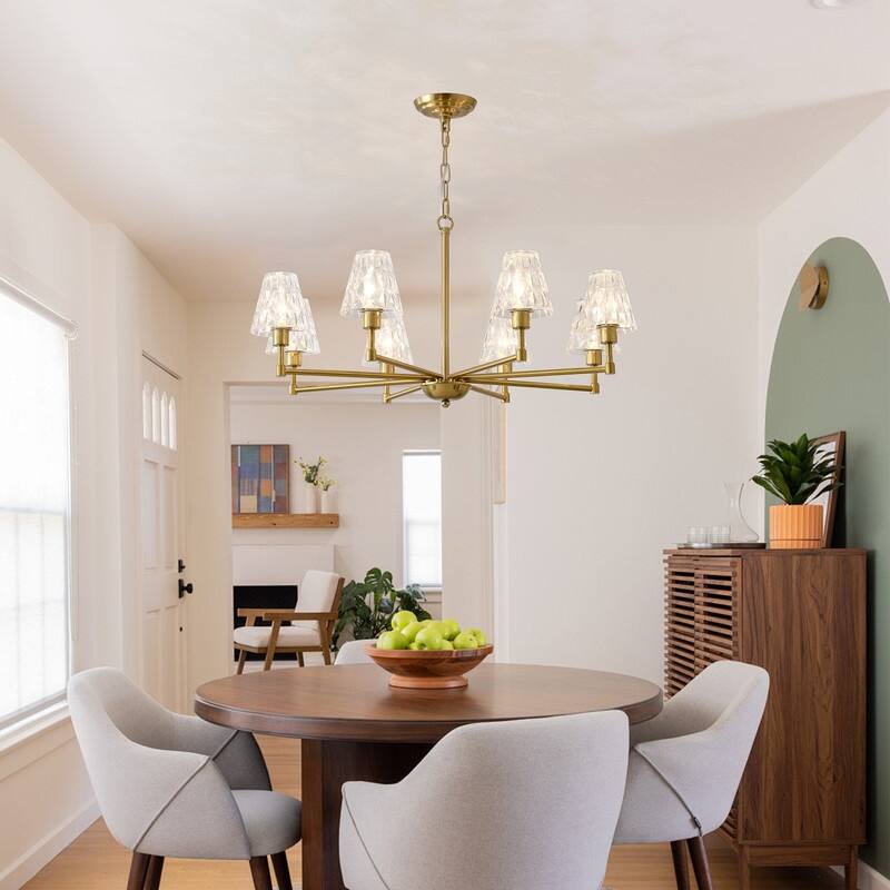 Mid-Century Modern Chandelier Farmhouse Modern Glam Gold Glass Chandelier