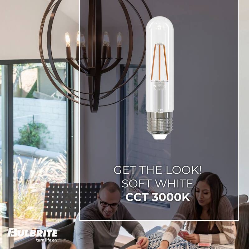 Bulbrite Pack of (2) Dimmable Clear Filament T9 Medium (E26) LED Bulb