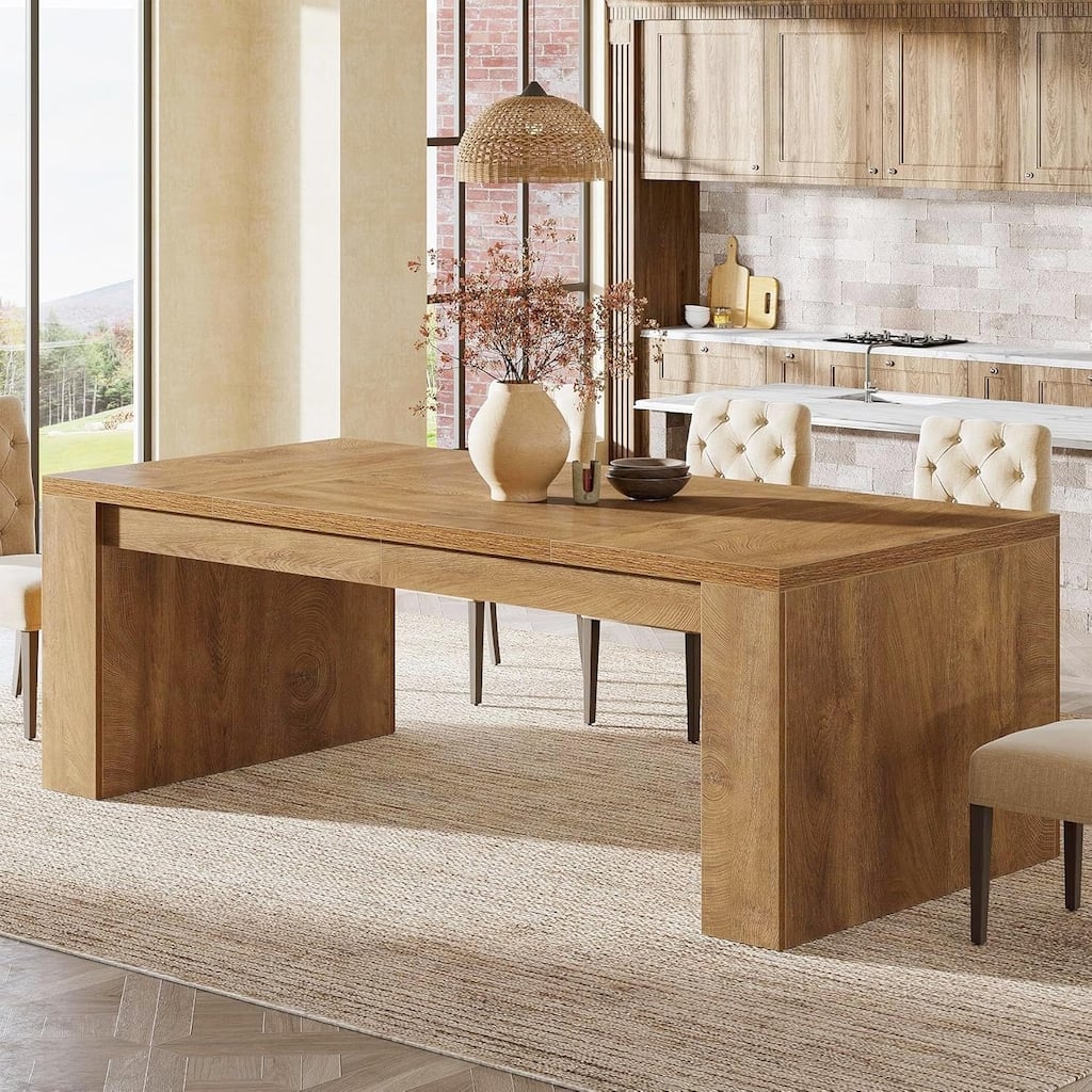 70.86-Inch Rectangular Dining Table for 6-8, Farmhouse Wooden Kitchen Table