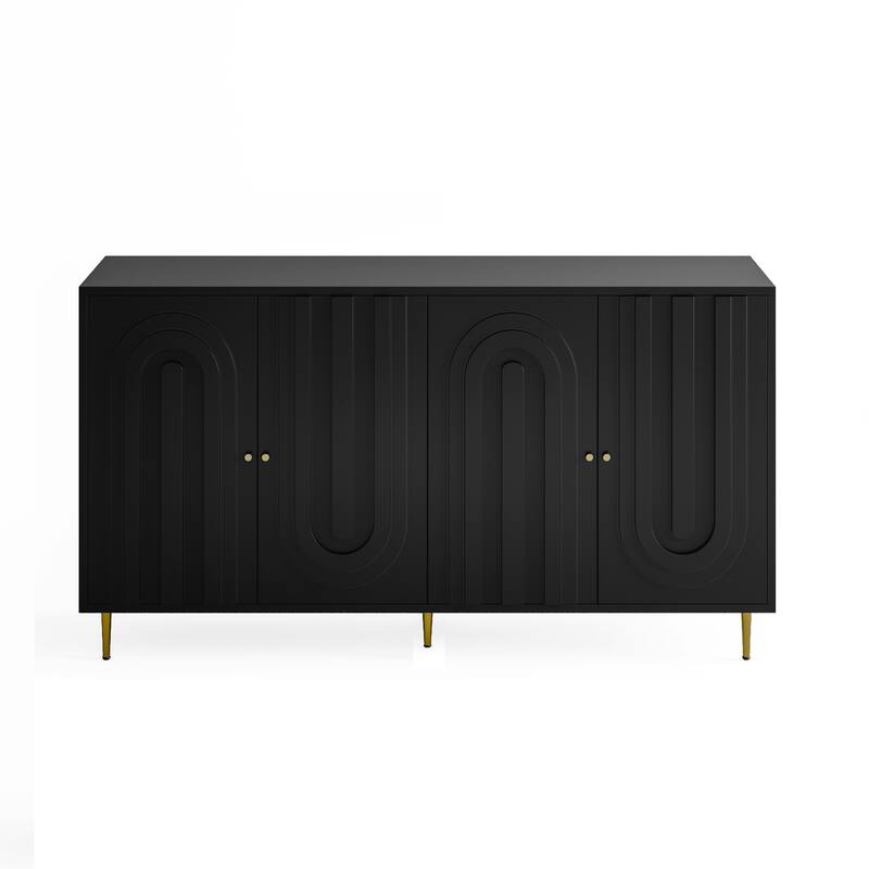 Modern Lacquered 4 Door Wooden Cabinet Sideboard Buffet Server Cabinet Storage Cabinet