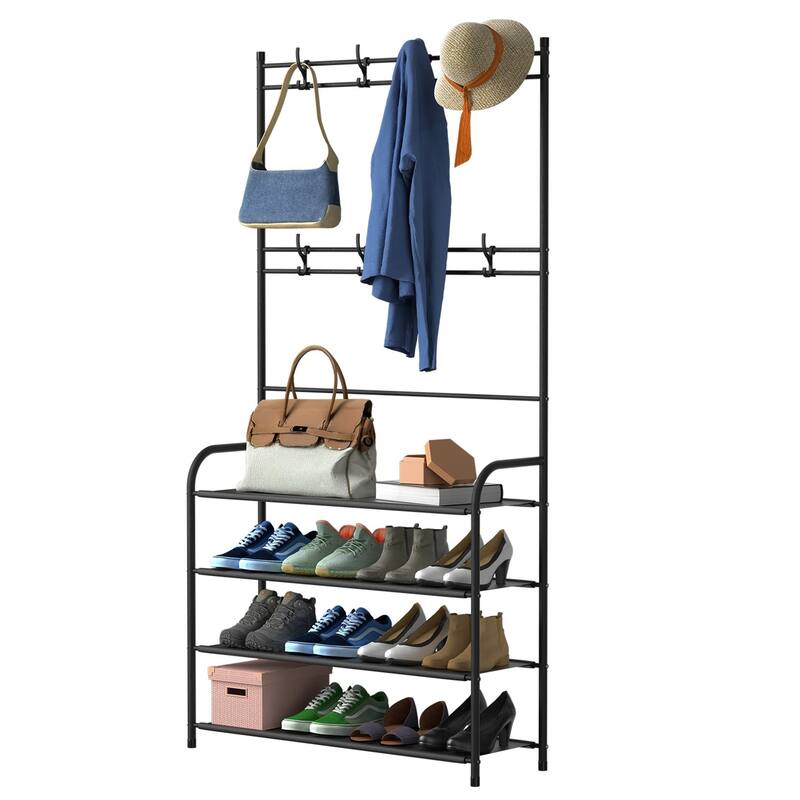 Entryway Coat Hat Rack Stand Clothes Shoe Organizer