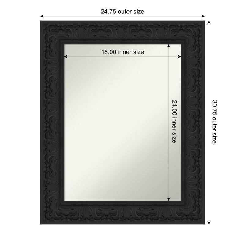 Luxe Non-Beveled Framed Wall Mirror - 25 x 31 in - Luxe Black