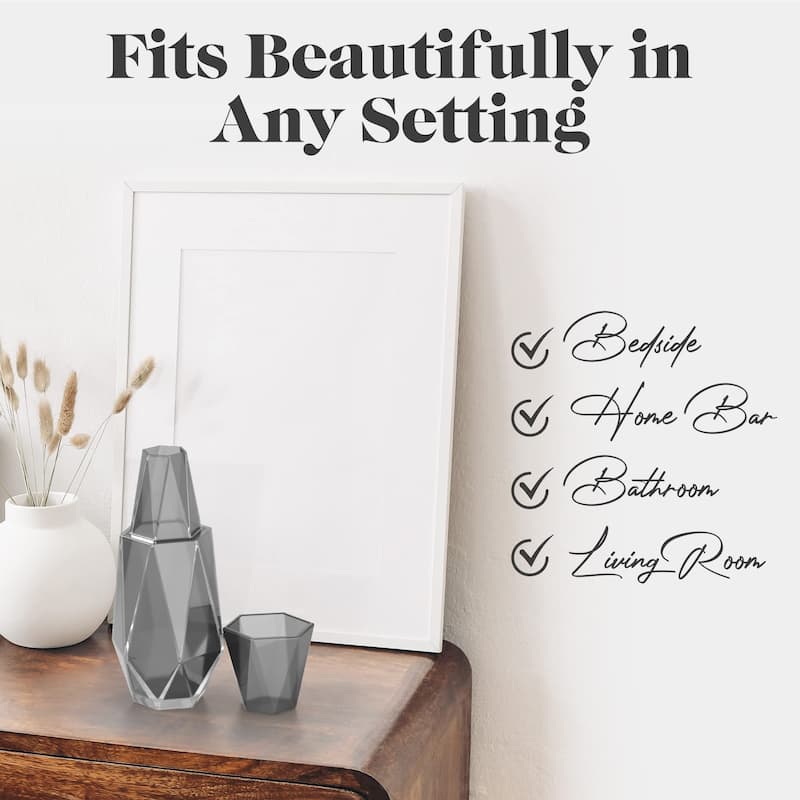 American Atelier Geometric Bedside Carafe and Tumbler Glass Lid - 37 oz.