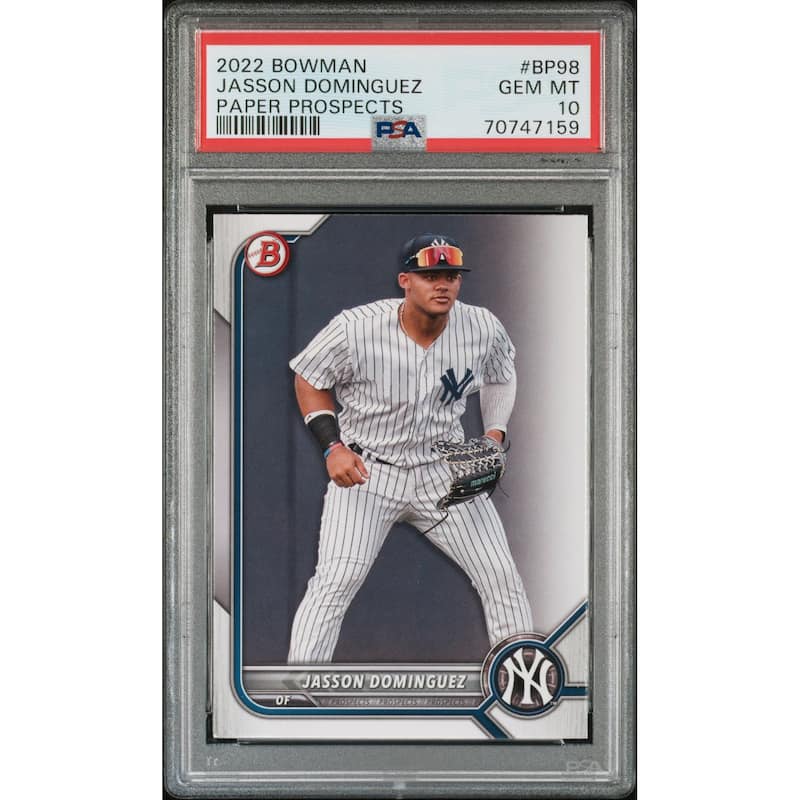 Jasson Dominguez 2022 Bowman Paper Prospects Rookie Card #BP98 Graded PSA 10 - 8'6" x 11'6"