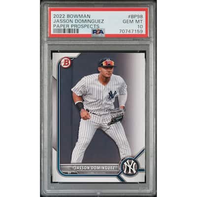 Jasson Dominguez 2022 Bowman Paper Prospects Rookie Card #BP98 Graded PSA 10 - 8'6" x 11'6"