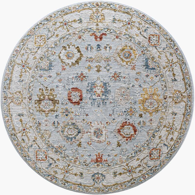 Livabliss Traditional Reina Medallion Area Rug - 5'3" x 5'3" Round - Blue