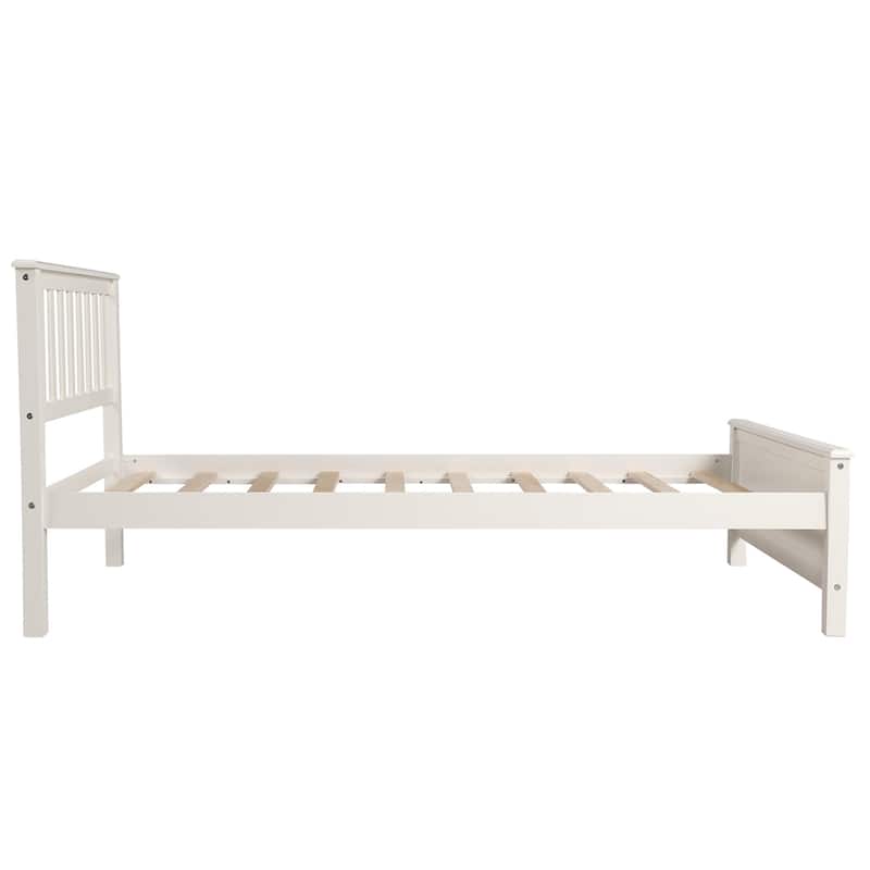 Twin Size Wood Platform Bed with Headboard