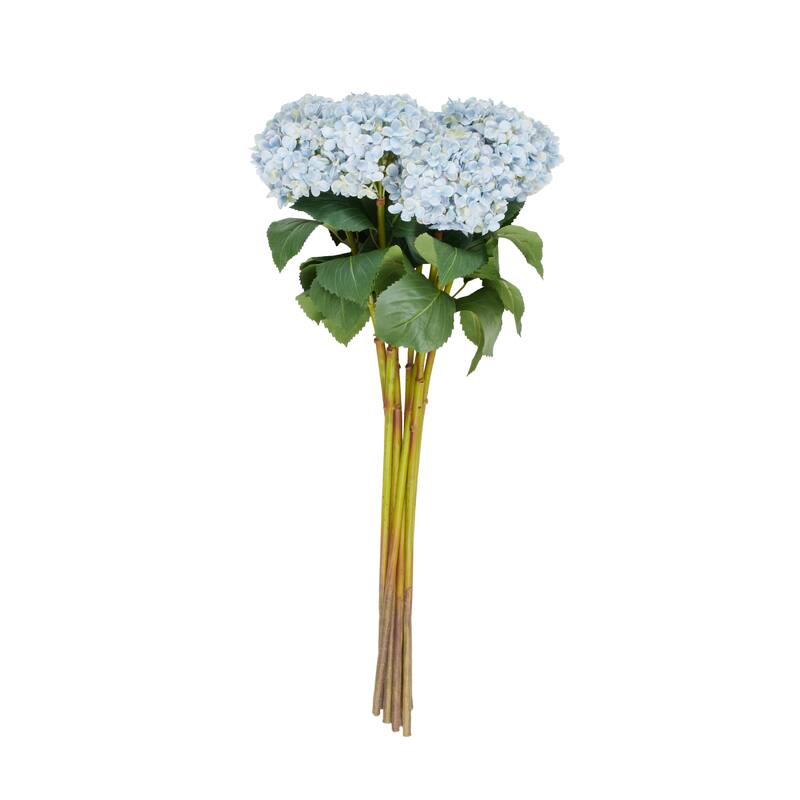 Blue Faux Foliage Tall Hydrangea Artificial Flower Stem (Set of 8)