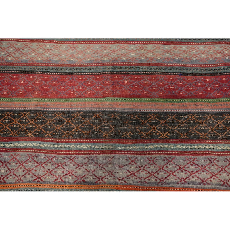 Hand Woven Oriental 100% Wool Carpet Southwestern Tribal Multi-Colored Kilim Area Rug - 9' 9'' X 5' 11''