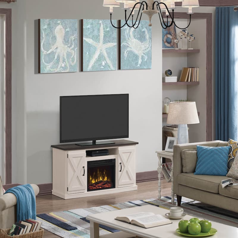 Modern Farmhouse TV Stand for TVs up to 55" with Electric Fireplace