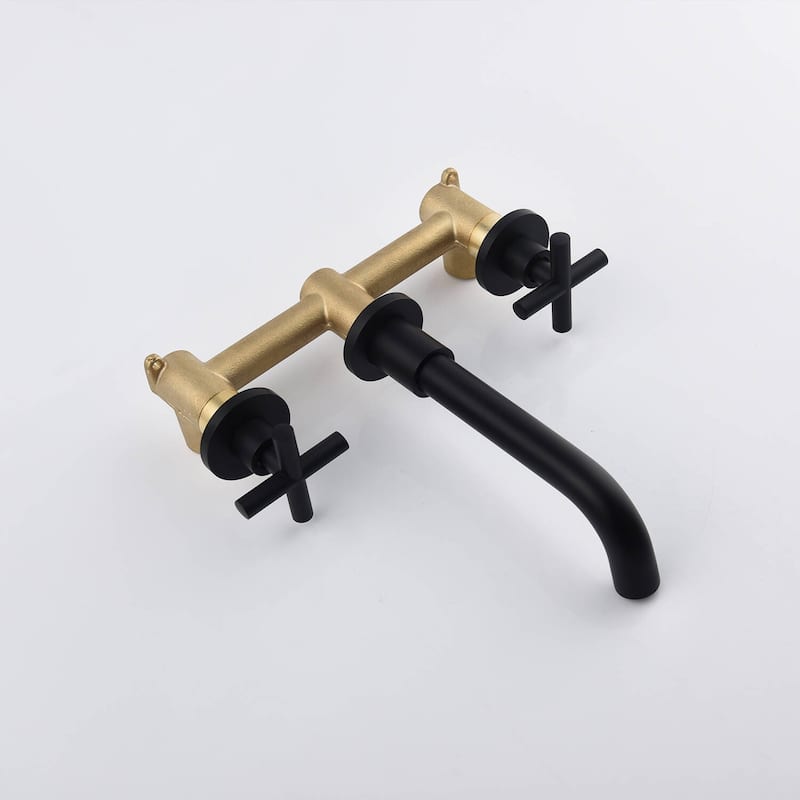BATHLET Wall Mount Double Handles Cross Handle Bathroom Sink Faucet