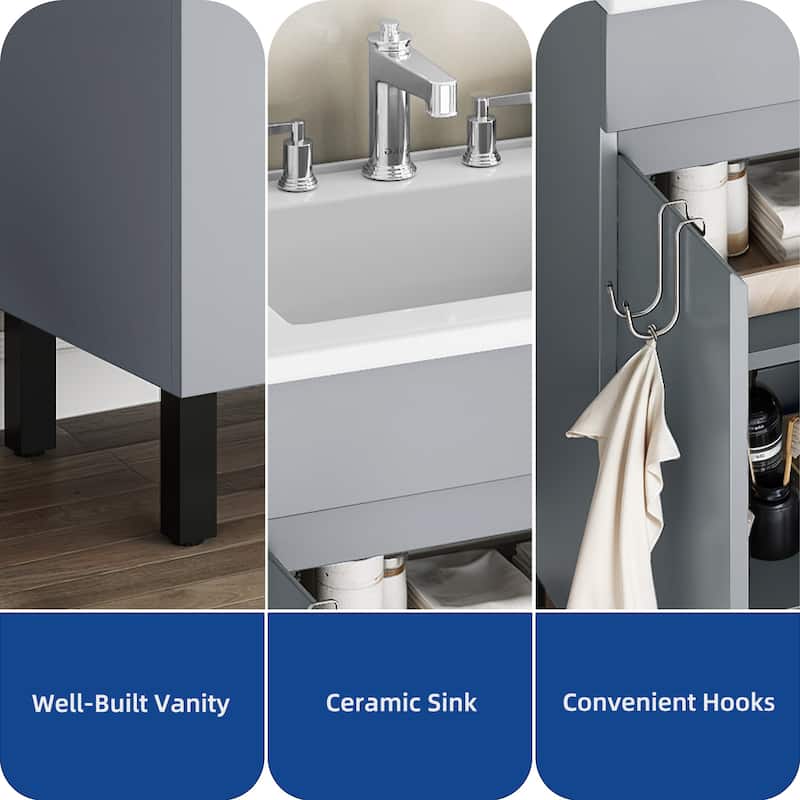Moasis 24 Inch Bathroom Vanity with Undermount Sink and Soft Close Door Modern Design