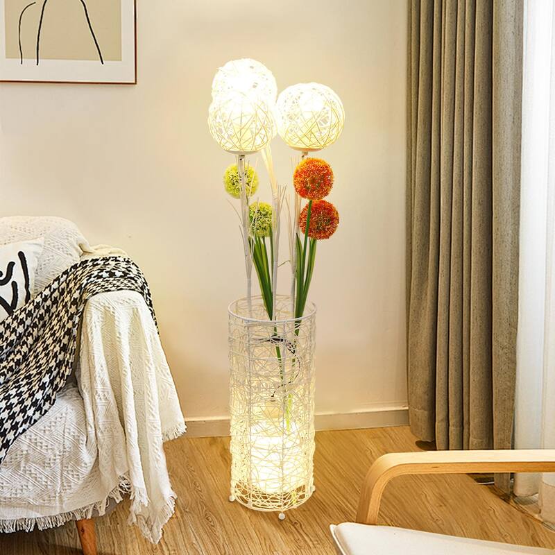 Modern Pastoral Decorative Rattan Standing LED Tree Light