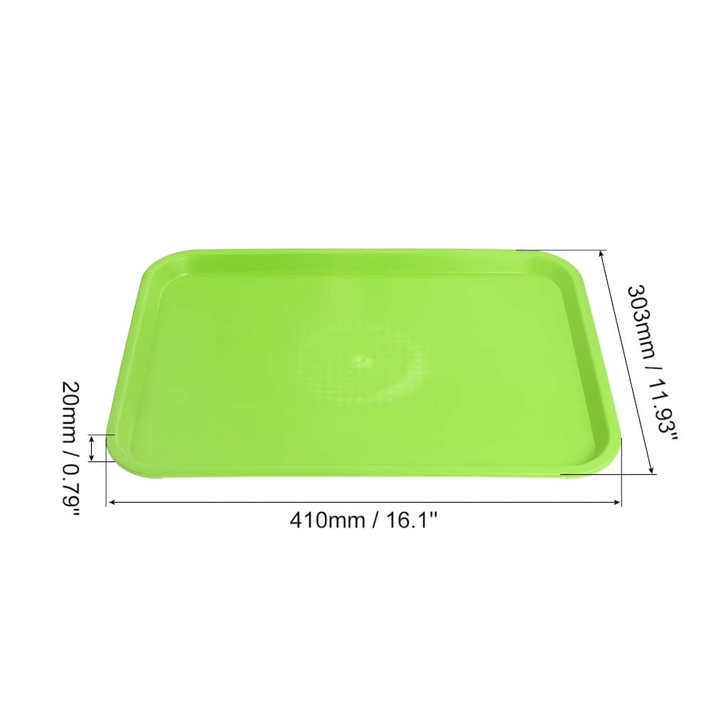 12" x 16" Plastic Fast Food Trays Bulk Rectangular Serving Trays, Green