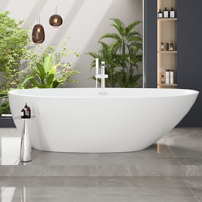 Eviva Sarah 67" Glossy White Acrylic Freestanding Bathtub