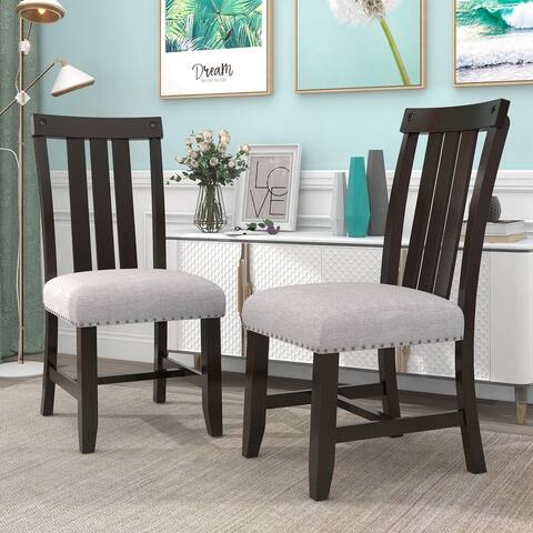 Fabric Upholstered Dining Chairs with Sliver Nails, Set of 2