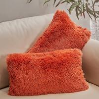 Buy Orange Faux Fur Throw Pillows Online At Overstock Our Best Decorative Accessories Deals