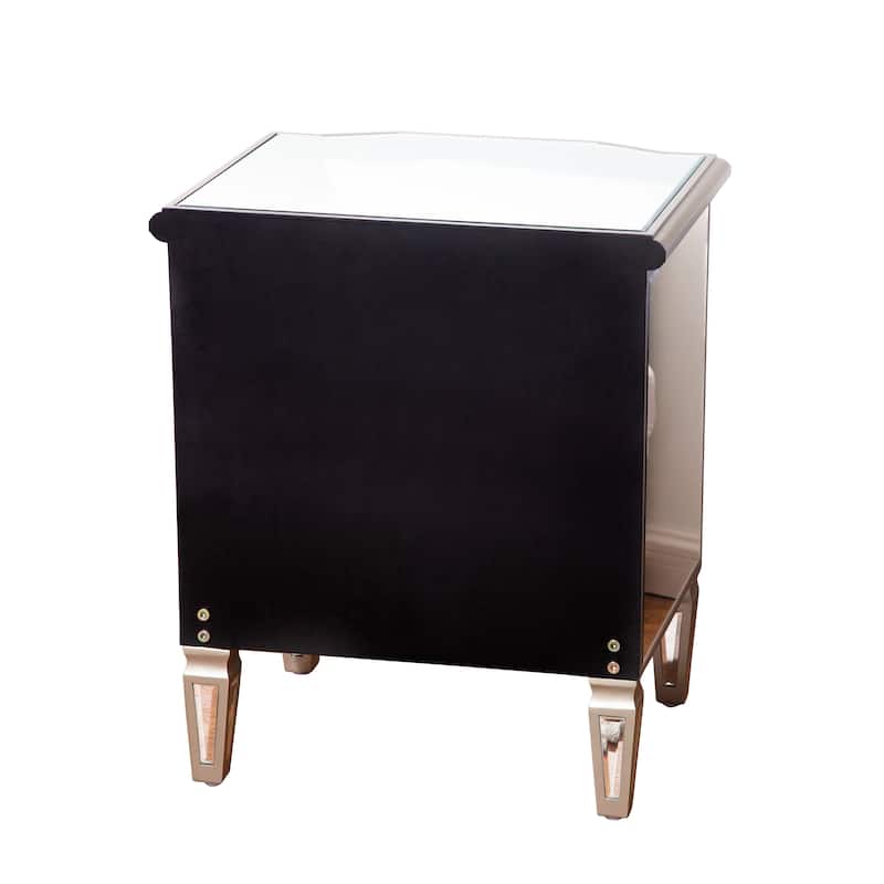 Accent Mirror Glass 3 Drawers Vintage Nightstand End Table