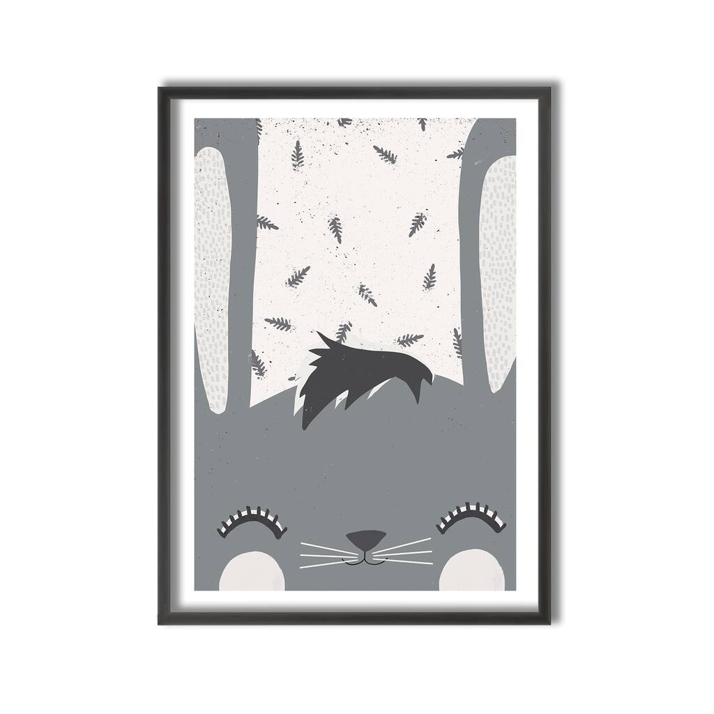 Kids Framed Art Print Little Bunny by Treechild - Multi-Color